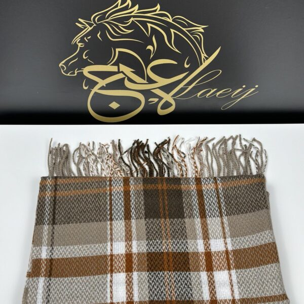 WOMEN'S  ANGORA SHAL IN BROWN WITH STRIPED PATTERN