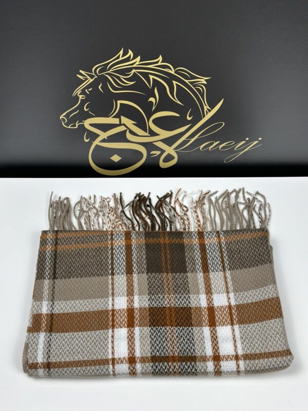 WOMEN'S  ANGORA SHAL IN BROWN WITH STRIPED PATTERN