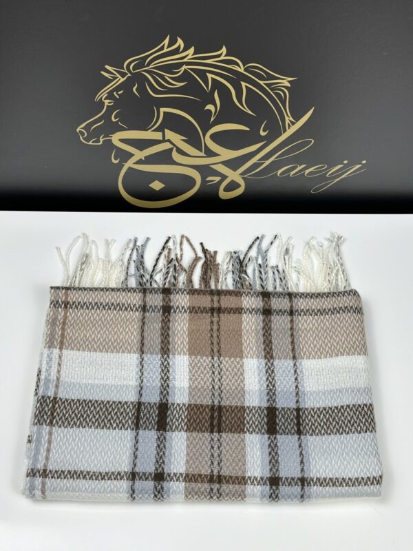WOMEN'S  ANGORA SHAL IN WHITE  WITH STRIPED PATTERN