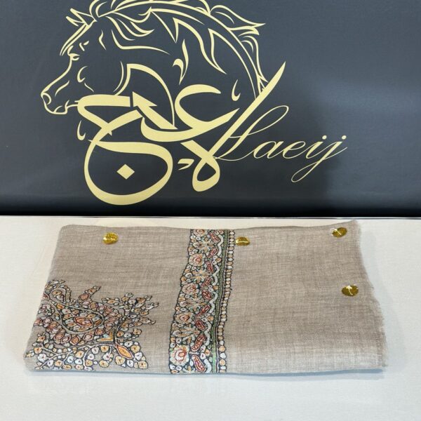 A ROYAL LUXURIOUS FULLY HANDMADE PASHMINA LIGHT BROWN SHAL