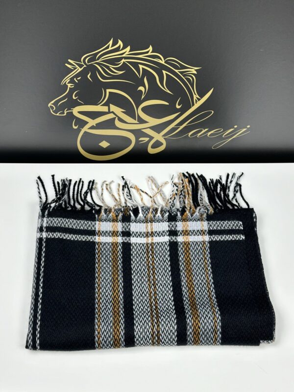 WOMEN'S ANGORA SHAL IN BLACK WITH STRIPED PATTERN